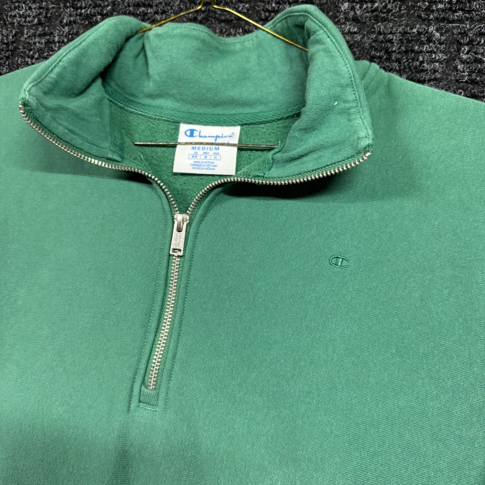 Champion Reverse Weave Quarter Zip Sweatshirt Kelly Green Mens Medium